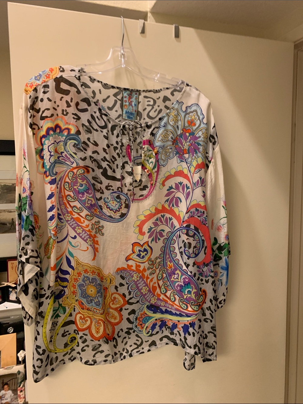 Johnny Was Multicolor Paisley & Animal Print Tunic